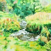Fresh water stream watercolour