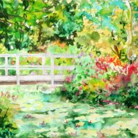 Water garden bridge