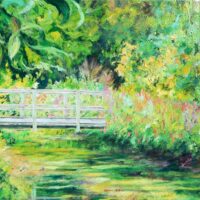 Footbridge in the water garden.