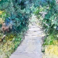 Stick to the path watercolour and pen.