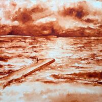 Port Arthur beach pier in Burnt Sienna